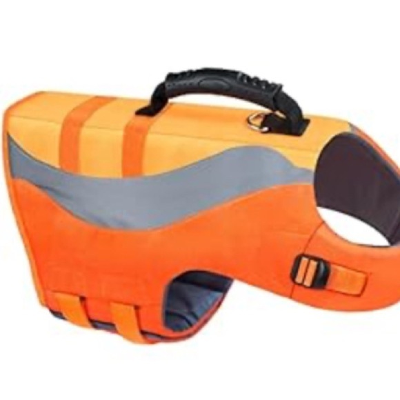 Orange and Gray Dog Life Jacket - Picture 1 of 6